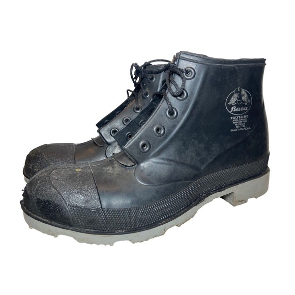 BATA Polyblend Rubber Boots Steel Shank Toe Black Size 11 Tactical Cold Weather - Picture 1 of 9
